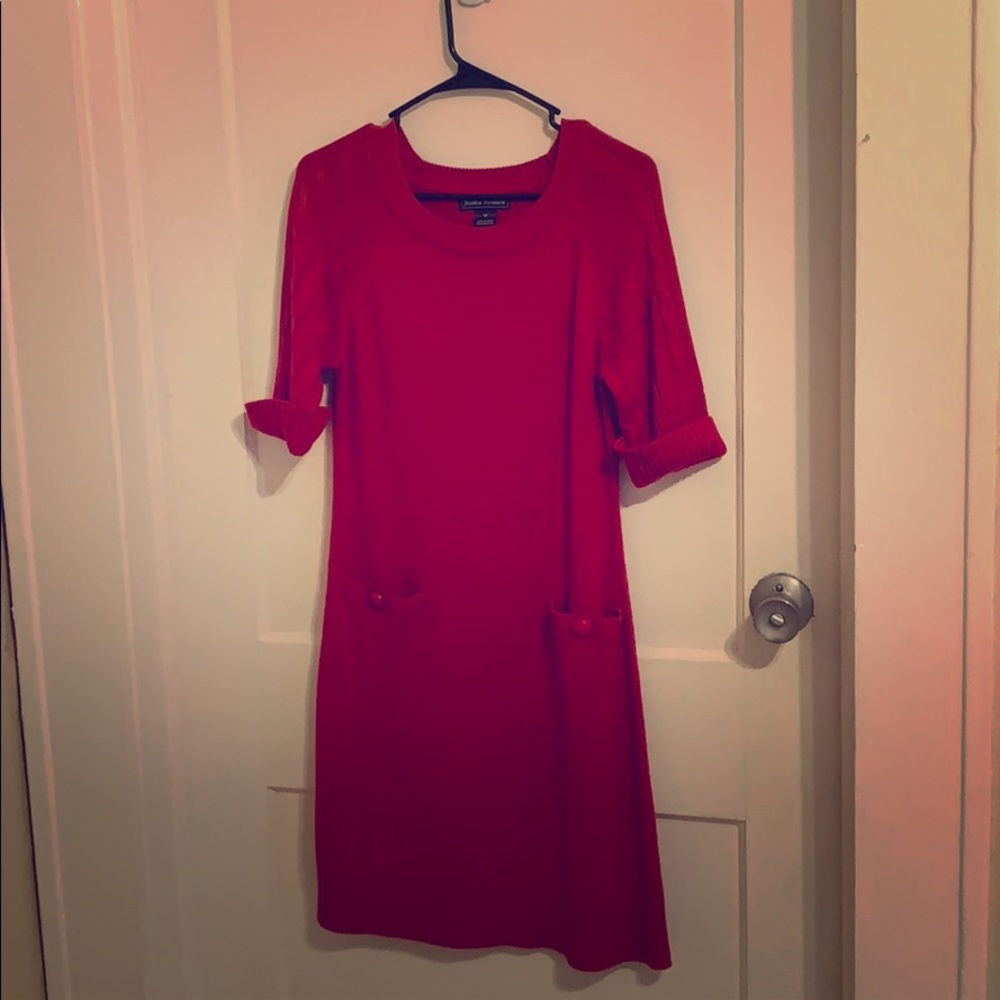 Red professional sweater dress